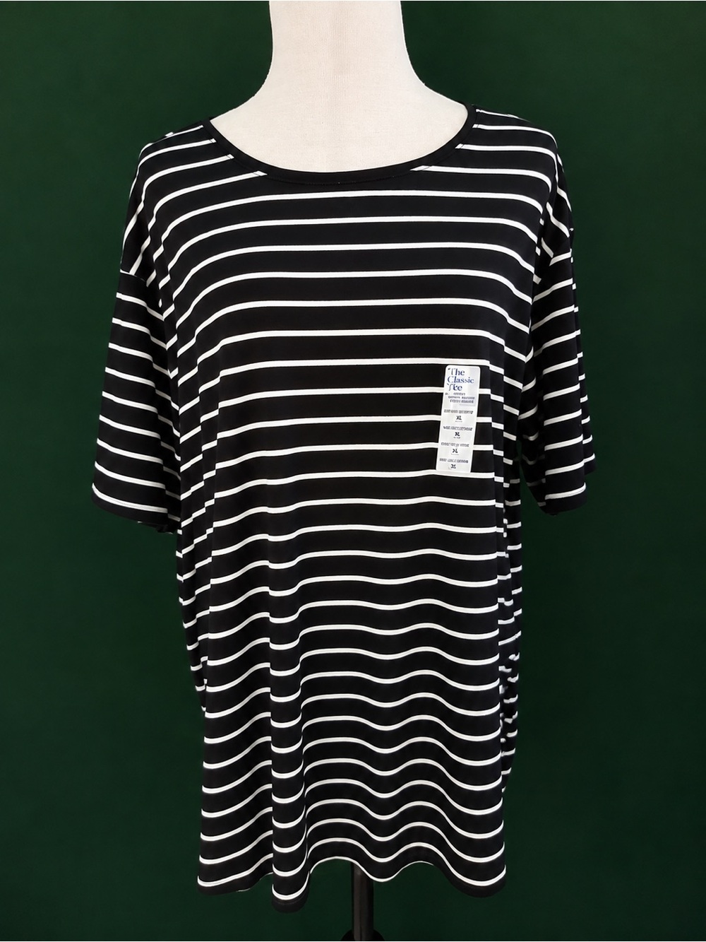 croft & barrow Black and White Striped Short Sleeve Tee